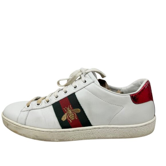 Gucci Ace embroidered bee white leather sneakers womens size 36.5 6.5 - Picture 5 of 16